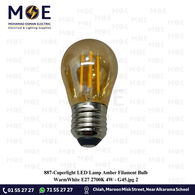 Cuperlight LED Lamp Amber Filament Bulb WarmWhite E27 2700K 4W | G45