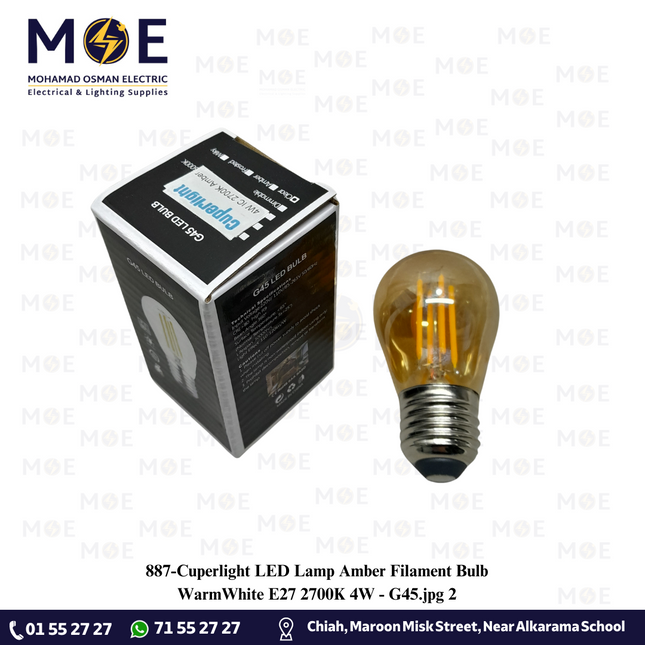 Cuperlight LED Lamp Amber Filament Bulb WarmWhite E27 2700K 4W | G45