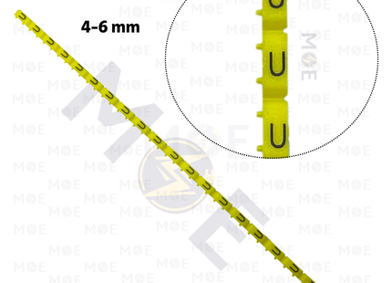 Onka Cable Markers Capital Letter KCG0003 ( 4-6mm ) Yellow ( U ) | H 9980 | حلقة ترقيم كابلات اصفر حرف