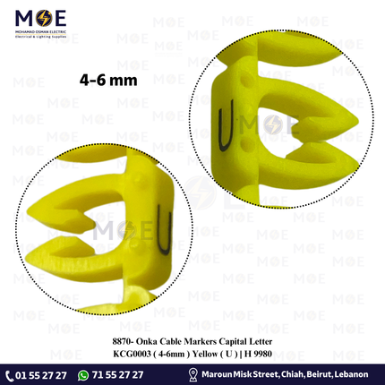 Onka Cable Markers Capital Letter KCG0003 ( 4-6mm ) Yellow ( U ) | H 9980