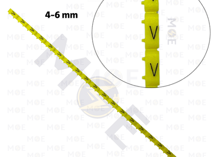 Onka Cable Markers Capital Letter KCG0003 ( 4-6mm ) Yellow ( V ) | H 9981 | حلقة ترقيم كابلات اصفر حرف