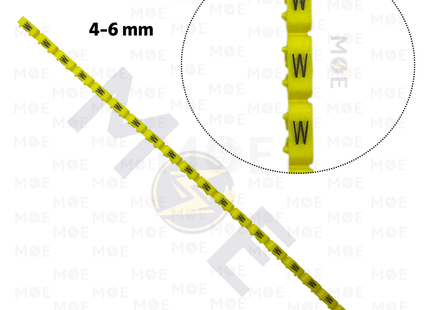 Onka Cable Markers Capital Letter KCG0003 ( 4-6mm ) Yellow ( W ) | H 9982 | حلقة ترقيم كابلات اصفر حرف