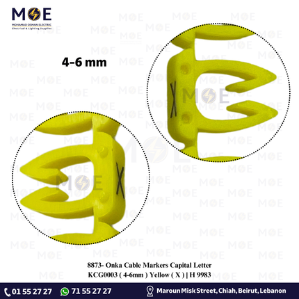 Onka Cable Markers Capital Letter KCG0003 ( 4-6mm ) Yellow ( X ) | H 9983