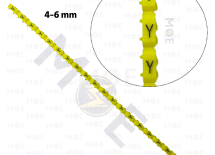 Onka Cable Markers Capital Letter KCG0003 ( 4-6mm ) Yellow ( Y ) | H 9984 | حلقة ترقيم كابلات اصفر حرف