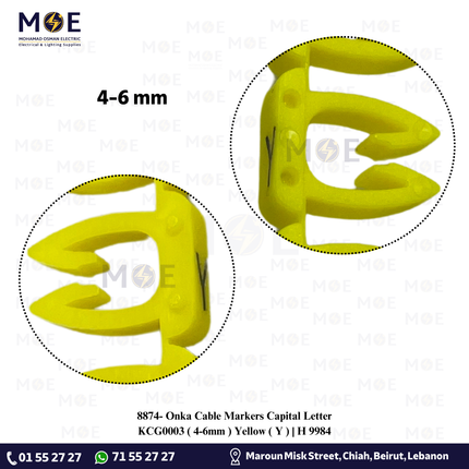 Onka Cable Markers Capital Letter KCG0003 ( 4-6mm ) Yellow ( Y ) | H 9984