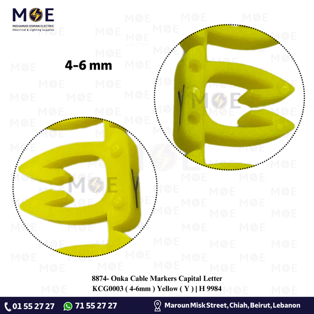 Onka Cable Markers Capital Letter KCG0003 ( 4-6mm ) Yellow ( Y ) | H 9984