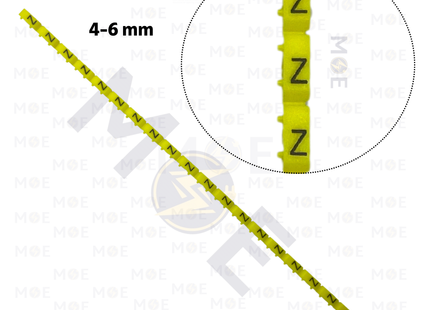 Onka Cable Markers Capital Letter KCG0003 ( 4-6mm ) Yellow ( Z ) | H 9985 | حلقة ترقيم كابلات اصفر حرف