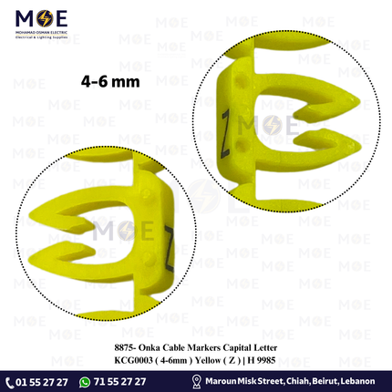 Onka Cable Markers Capital Letter KCG0003 ( 4-6mm ) Yellow ( Z ) | H 9985