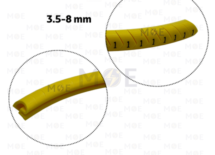 KSS Interlock Cable Markers Number ECAH2 ( 3.5-8mm ) Yellow ( 1 ) | حلقة ترقيم كابلات كوتشوك تلبيس اصفر رقم