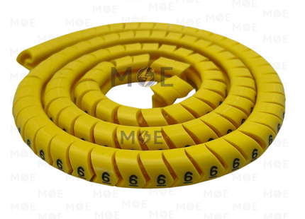 KSS Interlock Cable Markers Number ECAH2 ( 3.5-8mm ) Yellow ( 6 ) | حلقة ترقيم كابلات كوتشوك تلبيس اصفر رقم