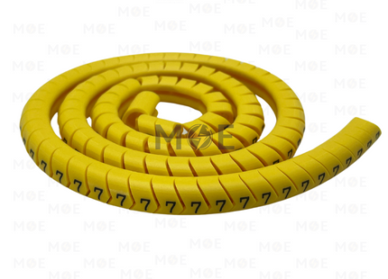 KSS Interlock Cable Markers Number ECAH2 ( 3.5-8mm ) Yellow ( 7 ) | حلقة ترقيم كابلات كوتشوك تلبيس اصفر رقم