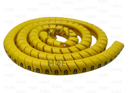 KSS Interlock Cable Markers Number ECAH2 ( 3.5-8mm ) Yellow ( 8 ) | حلقة ترقيم كابلات كوتشوك تلبيس اصفر رقم