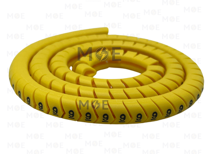 KSS Interlock Cable Markers Number ECAH2 ( 3.5-8mm ) Yellow ( 9 ) | حلقة ترقيم كابلات كوتشوك تلبيس اصفر رقم