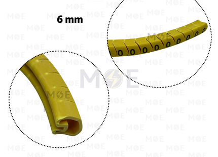 Interlock Cable Markers Number ( 6mm ) Yellow ( 0 ) | 6mm ( 0 ) 219865 | حلقة ترقيم كابلات كوتشوك تلبيس اصفر رقم