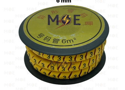Interlock Cable Markers Number ( 6mm ) Yellow ( 3 ) | 6mm ( 3 ) 219865 | حلقة ترقيم كابلات كوتشوك تلبيس اصفر رقم