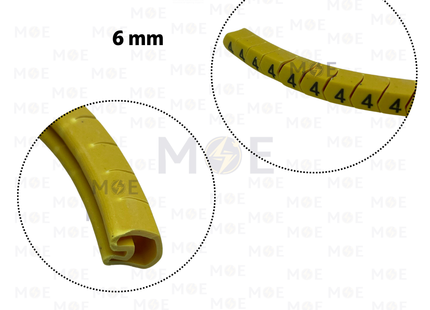 Interlock Cable Markers Number ( 6mm ) Yellow ( 4 ) | 6mm ( 4 ) 219865 | حلقة ترقيم كابلات كوتشوك تلبيس اصفر رقم