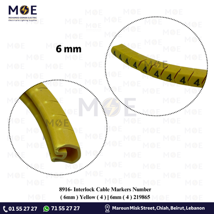 Interlock Cable Markers Number ( 6mm ) Yellow ( 4 ) | 6mm ( 4 ) 219865