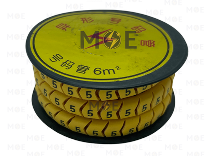 Interlock Cable Markers Number ( 6mm ) Yellow ( 5 ) | 6mm ( 5 ) 219865 | حلقة ترقيم كابلات كوتشوك تلبيس اصفر رقم