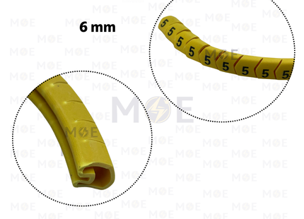 Interlock Cable Markers Number ( 6mm ) Yellow ( 5 ) | 6mm ( 5 ) 219865 | حلقة ترقيم كابلات كوتشوك تلبيس اصفر رقم