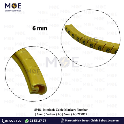 Interlock Cable Markers Number ( 6mm ) Yellow ( 6 ) | 6mm ( 6 ) 219865