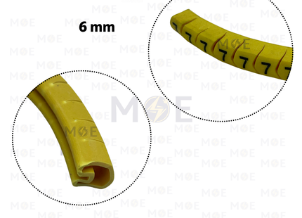 Interlock Cable Markers Number ( 6mm ) Yellow ( 7 ) | 6mm ( 7 ) 219865 | حلقة ترقيم كابلات كوتشوك تلبيس اصفر رقم