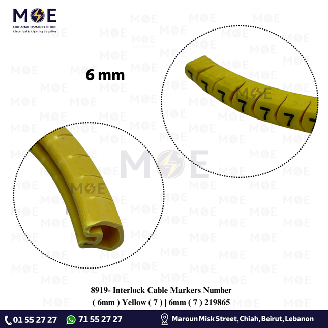 Interlock Cable Markers Number ( 6mm ) Yellow ( 7 ) | 6mm ( 7 ) 219865