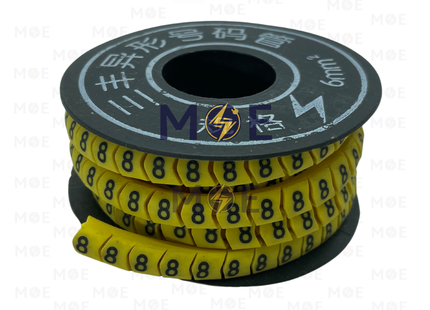 Interlock Cable Markers Number ( 6mm ) Yellow ( 8 ) | 6mm ( 8 ) 219865 | حلقة ترقيم كابلات كوتشوك تلبيس اصفر رقم