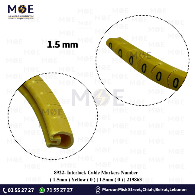 Interlock Cable Markers Number ( 1.5mm ) Yellow ( 0 ) | 1.5mm ( 0 ) | 219863