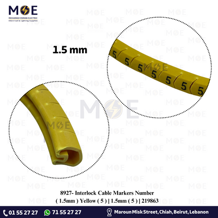 Interlock Cable Markers Number ( 1.5mm ) Yellow ( 5 ) | 1.5mm ( 5 ) | 219863