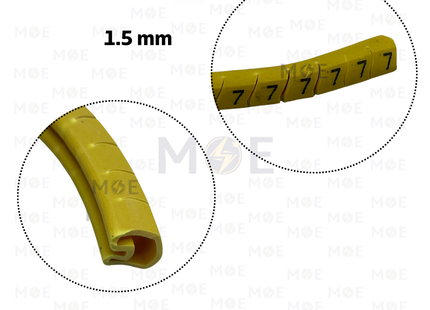 Interlock Cable Markers Number ( 1.5mm ) Yellow ( 7 ) | 1.5mm ( 7 ) | 219863 | حلقة ترقيم كابلات كوتشوك تلبيس اصفر رقم