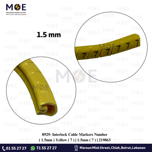 Interlock Cable Markers Number ( 1.5mm ) Yellow ( 7 ) | 1.5mm ( 7 ) | 219863