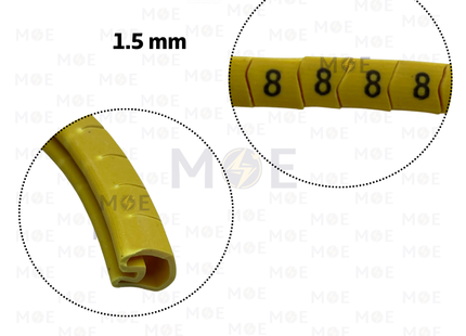 Interlock Cable Markers Number ( 1.5mm ) Yellow ( 8 ) | 1.5mm ( 8 ) | 219863 | حلقة ترقيم كابلات كوتشوك تلبيس اصفر رقم