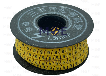 Interlock Cable Markers Number ( 1.5mm ) Yellow ( 9 ) | 1.5mm ( 9 ) | 219863 | حلقة ترقيم كابلات كوتشوك تلبيس اصفر رقم
