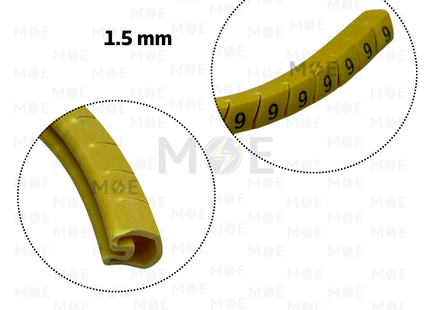 Interlock Cable Markers Number ( 1.5mm ) Yellow ( 9 ) | 1.5mm ( 9 ) | 219863 | حلقة ترقيم كابلات كوتشوك تلبيس اصفر رقم