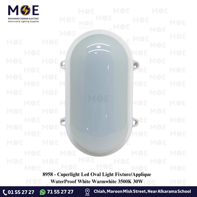 Cuperlight Led Oval Light Fixture/Applique WaterProof White Warmwhite 3500K 30W |