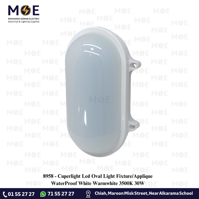 Cuperlight Led Oval Light Fixture/Applique WaterProof White Warmwhite 3500K 30W |