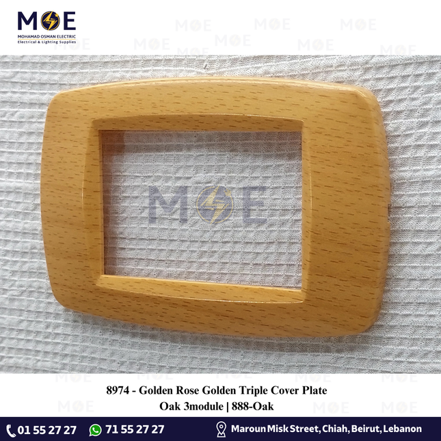 Golden Rose Golden Triple Cover Plate Oak 3module | 888-Oak