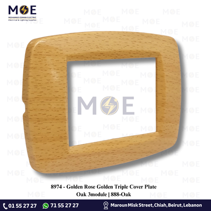 Golden Rose Golden Triple Cover Plate Oak 3module | 888-Oak