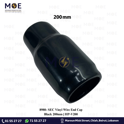 SEC Vinyl Wire End Cap Black 200mm | HP-V200