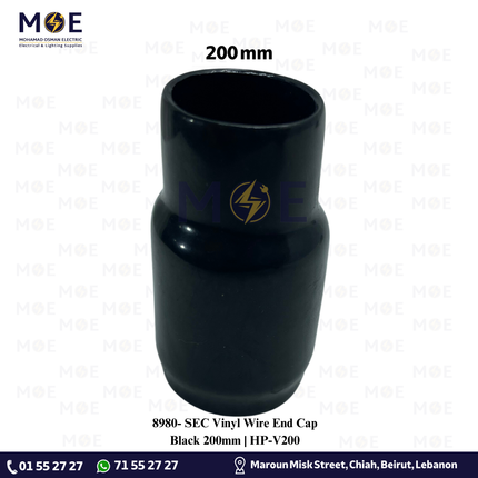 SEC Vinyl Wire End Cap Black 200mm | HP-V200