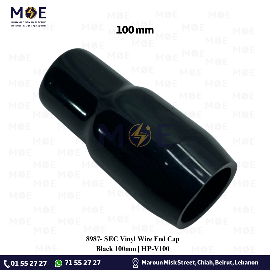 SEC Vinyl Wire End Cap Black 100mm | HP-V100 – Mohamad Osman Electric ...