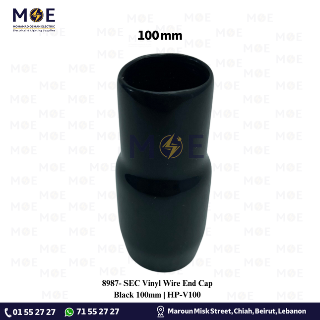 SEC Vinyl Wire End Cap Black 100mm | HP-V100