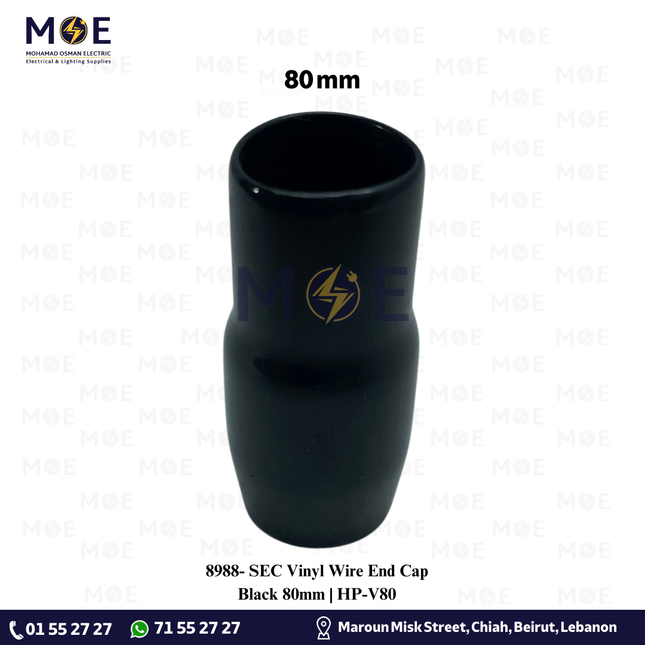 SEC Vinyl Wire End Cap Black 80mm | HP-V80