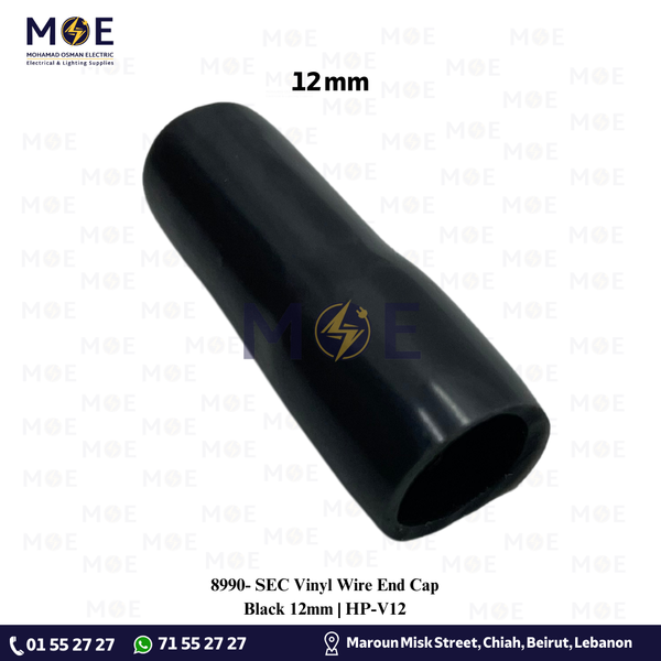 SEC Vinyl Wire End Cap Black 12mm | HP-V12