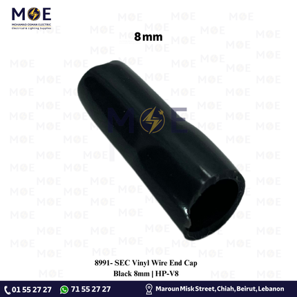 SEC Vinyl Wire End Cap Black 8mm | HP-V8