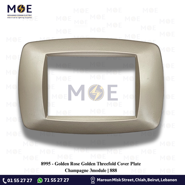 Golden Rose Golden Threefold Cover Plate Champagne 3module | 888