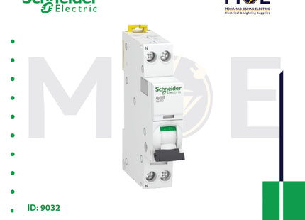 Schneider MCB IC40 4.5kA C 1P+N 16A DPN | A9P52616 | دجنتور مجوز بقطبين وحيادي - قاطع كهربائي ثنائي القطب مع حيادي