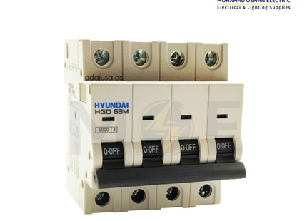 Hyundai MCB HGD63E 3KA 4P 25A | دجنتور كهرباء ثلاثة فاز مع نتر - قاطع كهربائي رباعي