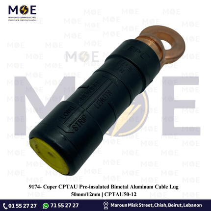 Cuper CPTAU Pre-insulated Bimetal Aluminum Cable Lug 50mm/12mm | CPTAU50-12