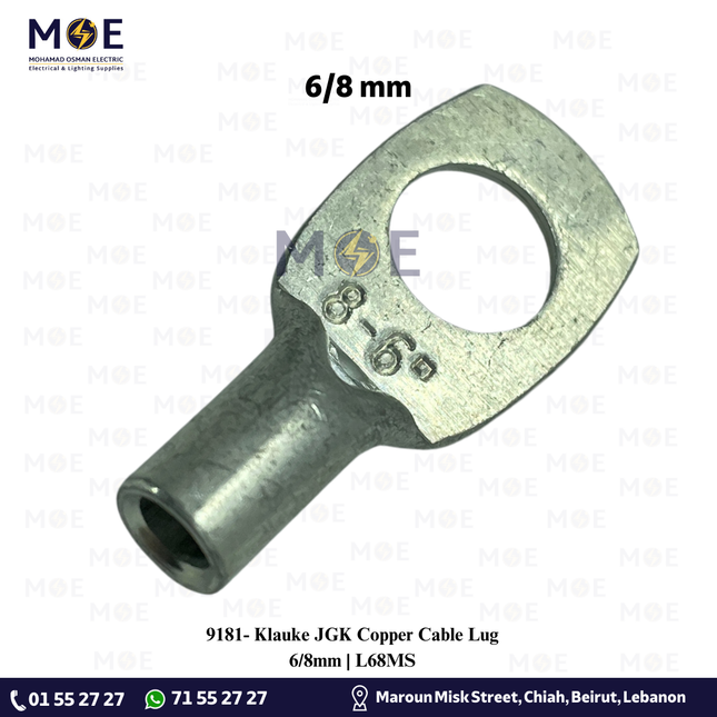 Klauke JGK Copper Cable Lug 6/8mm | L68MS